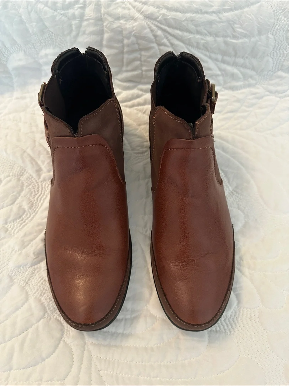 Aetrex Women’s Cognac Leather Comfort Ankle Booties 9.5 Wide (D) - Picture 3 of 16